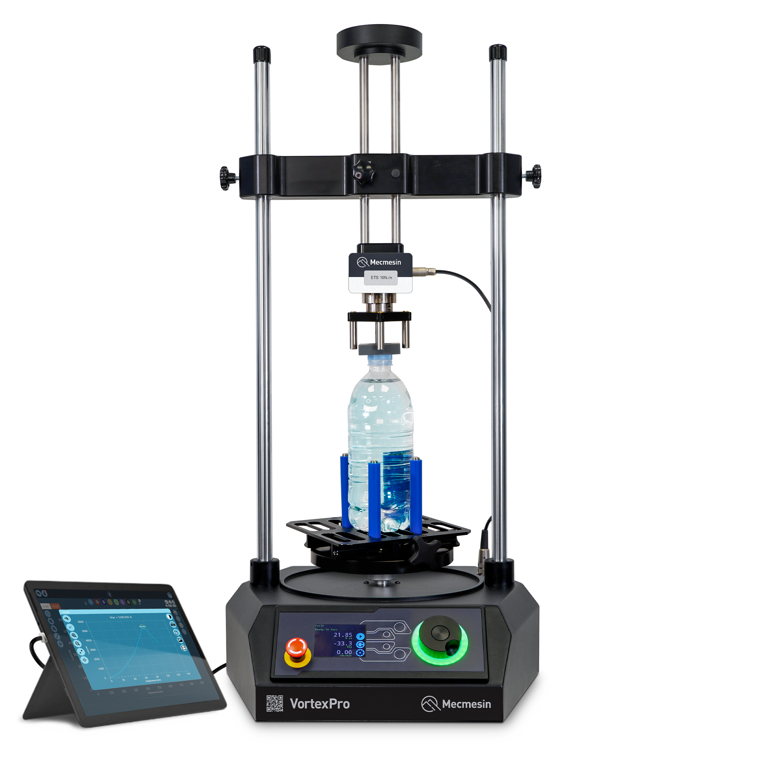 Torque testing system with VectorPro tablet, by Mecmesin